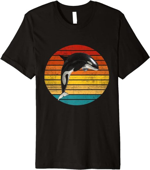 Retro Vintage Orca Killer Whale Jumping Killer Alaska Premium T-Shirt