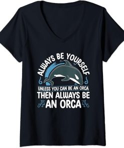 Womens Funny Orca Lover Graphic for Women Men Kids Orca Lover V-Neck T-Shirt