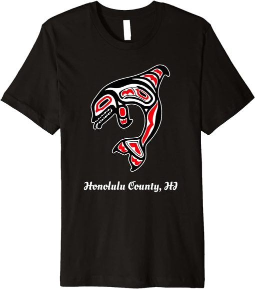 Native Honolulu County Hawaii Red Orca Killer Whale Premium T-Shirt