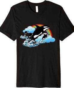 Killer Orca Whale Family Jumping Rainbow Funny Premium T-Shirt