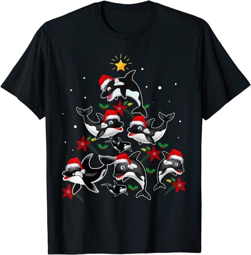 Orca Killer Whale Christmas Tree Funny Xmas T-Shirt