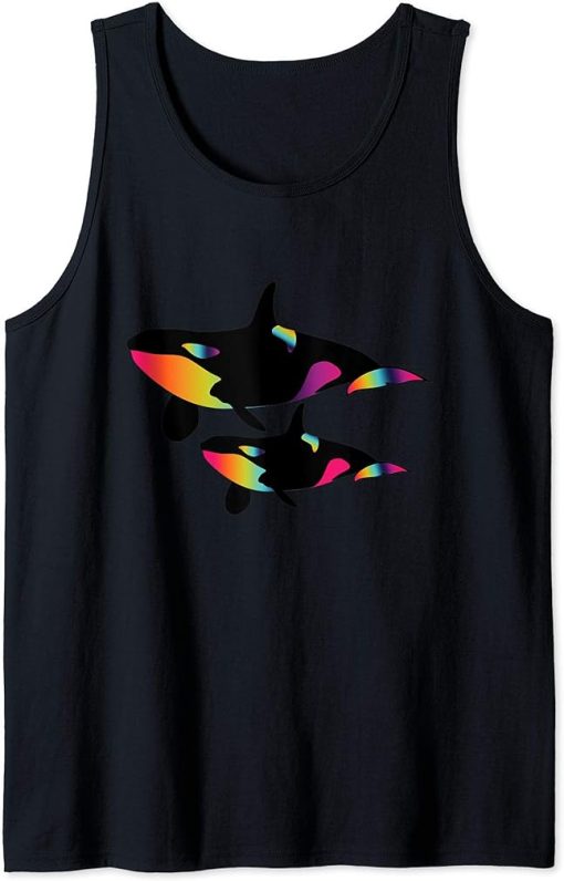 Color Gradient Orca Whales Tank Top