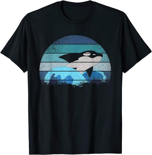 Retro Killer Whale Sea Waves Ocean Animal Aquarist Gift Orca T-Shirt