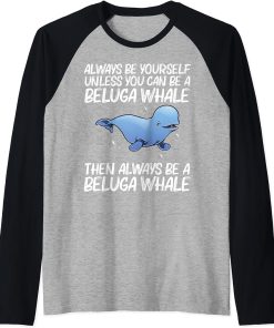 Cool Beluga Whale For Men Women Orca Whales Save The Ocean Raglan Baseball Tee